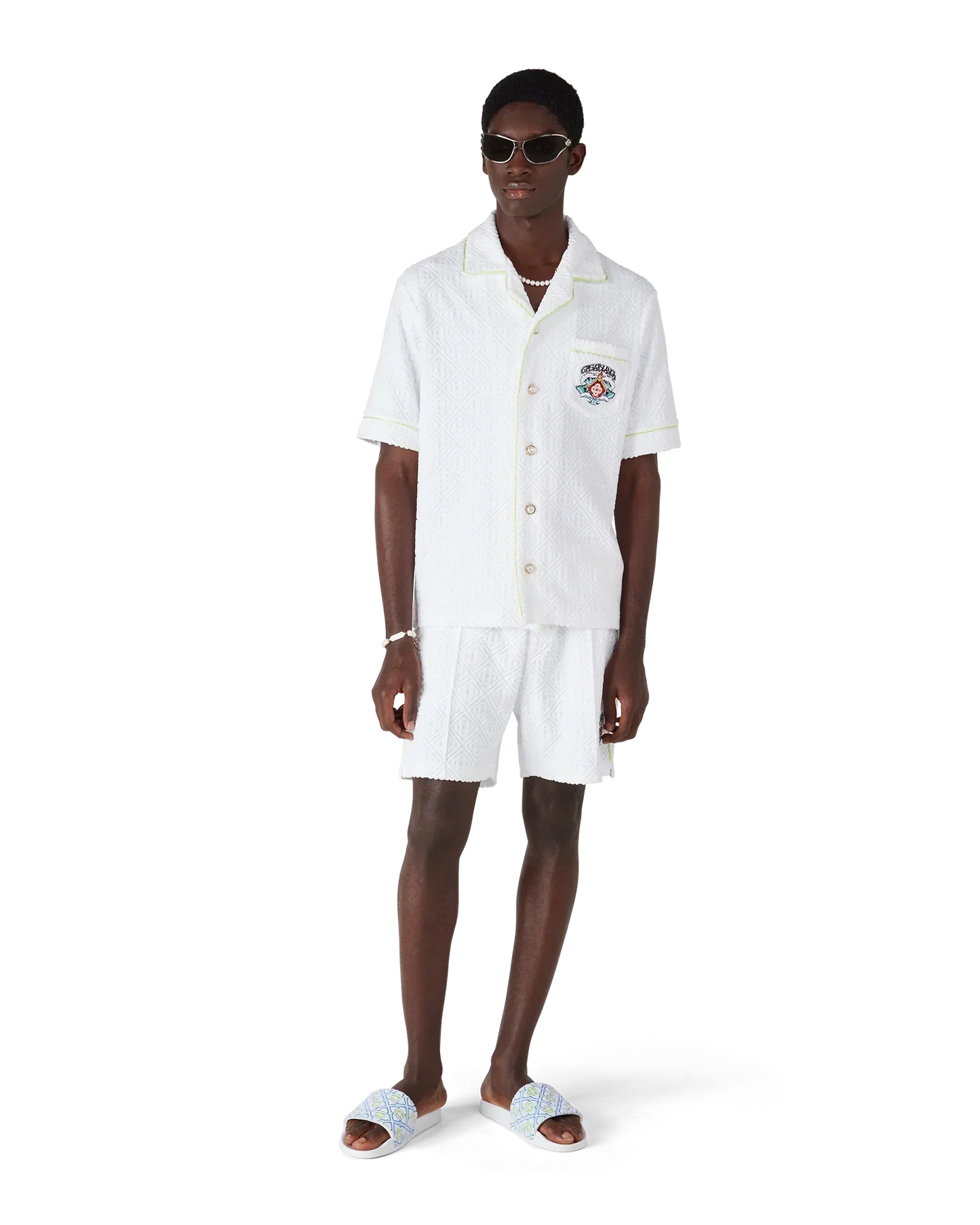 White Short Sleeve Towelling Shirt