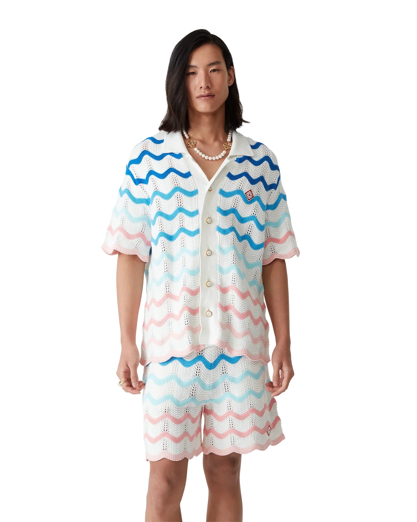 Gradient Wave Crochet Shorts