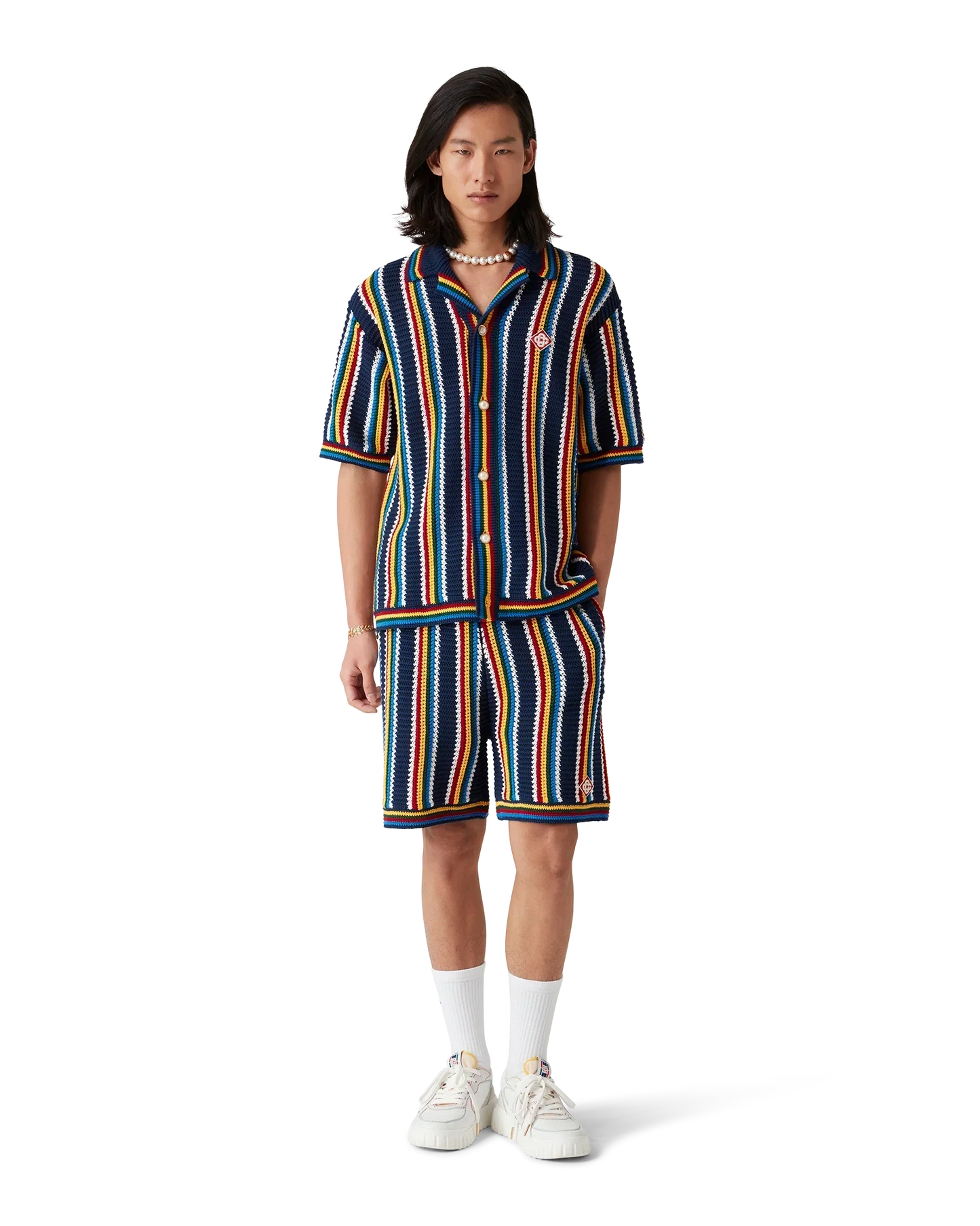 Crochet Short Sleeve Stripe Shirt